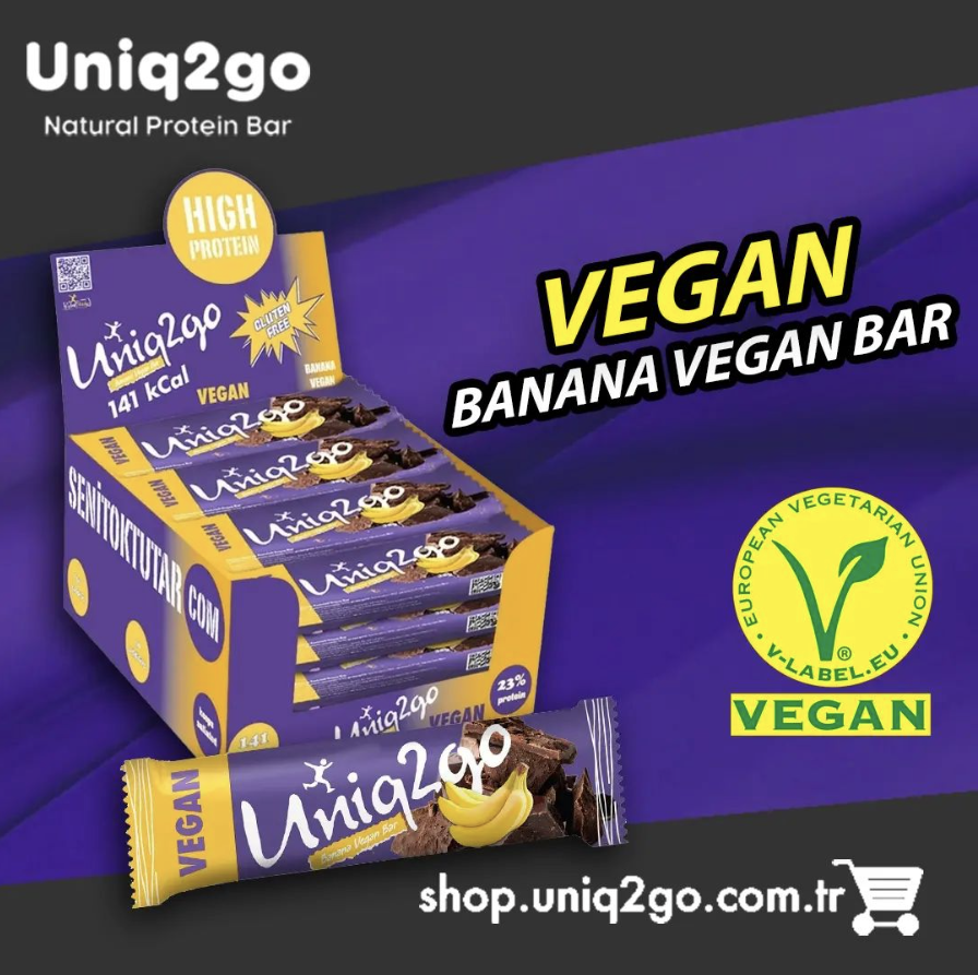 Uniq2go Banana Vegan 38 g. midi Protein Bar