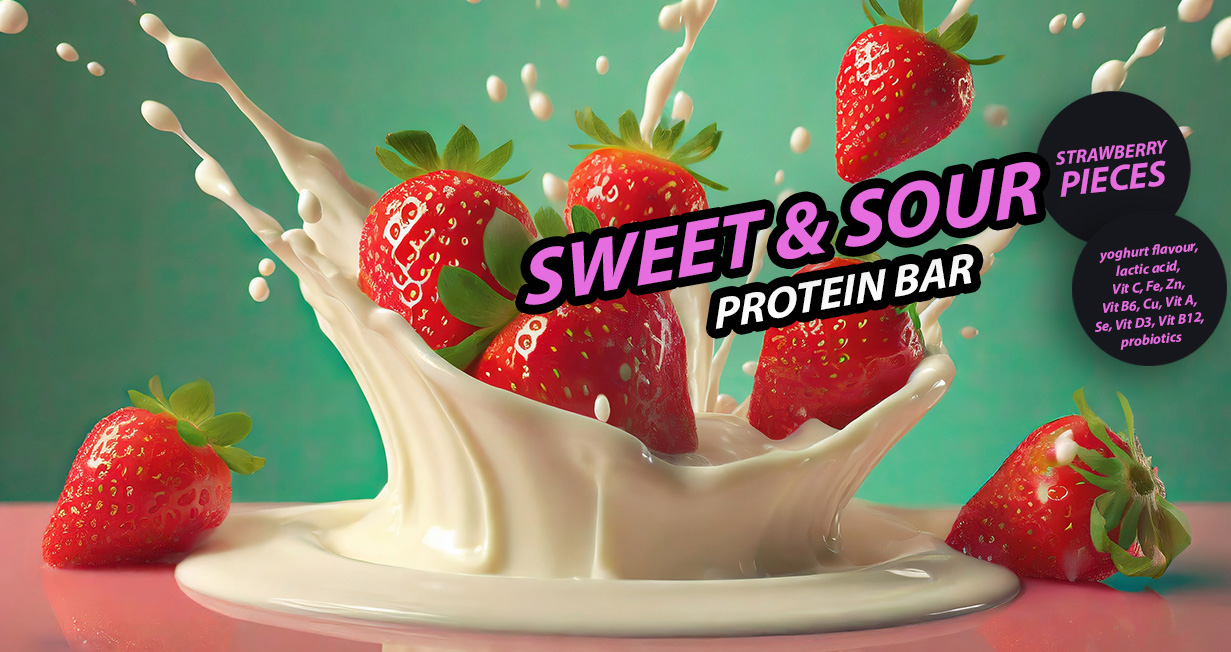 Tatlı – ekşi, Çilekli, Pre+Probiyotik Proteinli Bar