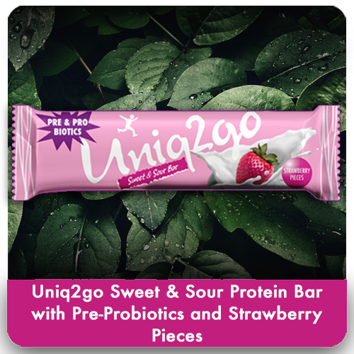 Uniq2go Pre-Probiyotik Çilek Parçacıklı Proteinli Bar